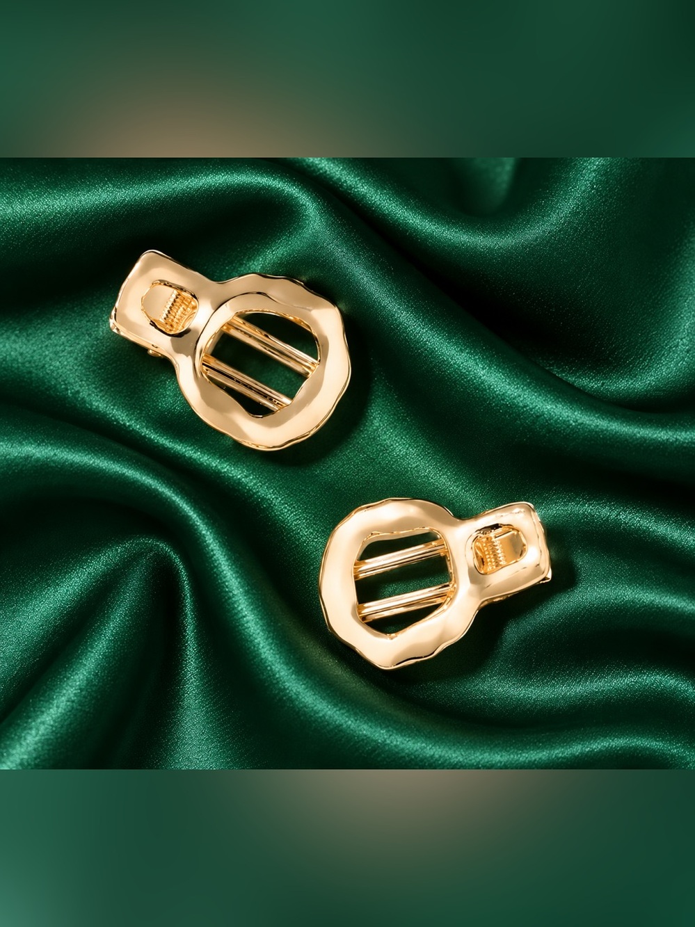 Anthropologie Metal Circle Hair Clips Set of 2 | Gold Clips | NWT
